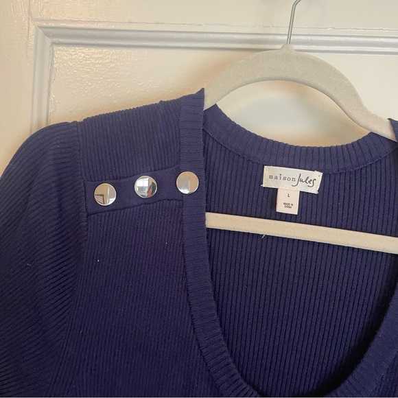 Maison Jules Womens Ribbed Sweater Dress with Buttons - size L - Picture 7 of 11